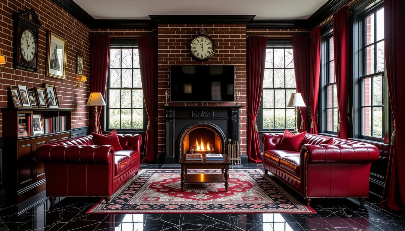 Victorian Living Room with Dramatic Lighting