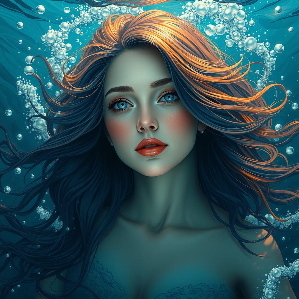 Ethereal Woman Rides Oceanic Magic