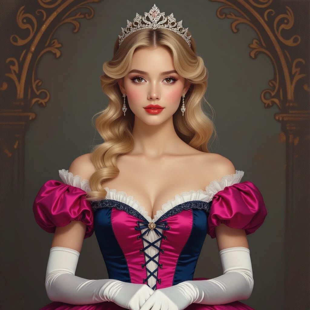 Princess in Fuchsia and Navy Gown