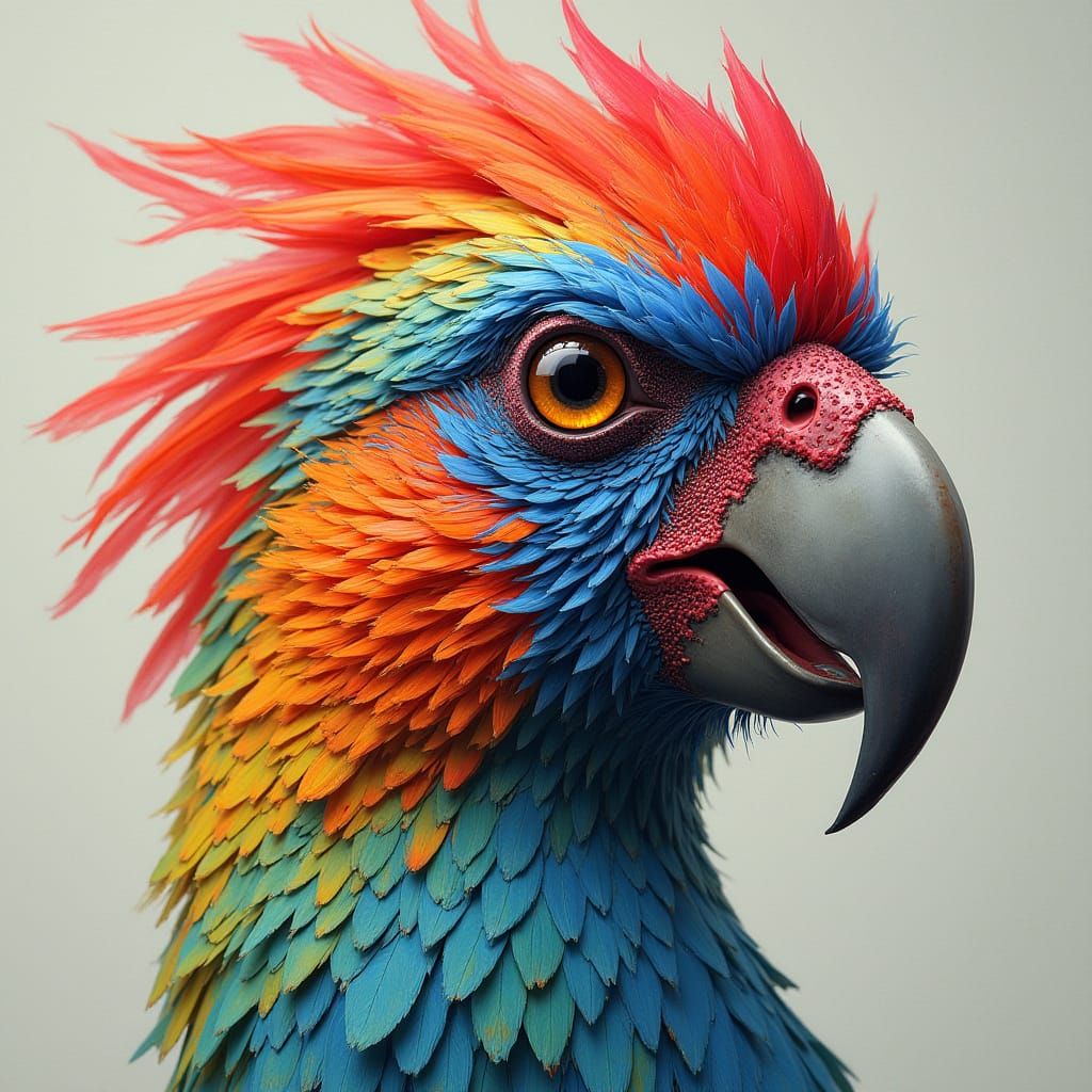 Surreal Bird Head in Bold Expressive Style