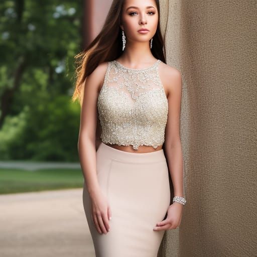 Neutral Two-Piece Prom Dress: Professional Photography