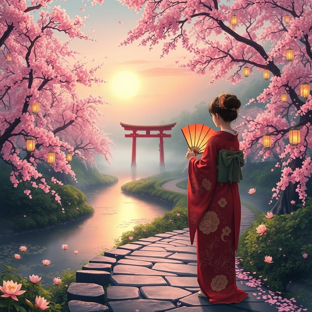 Sakura Goddess in Twilight Serenity