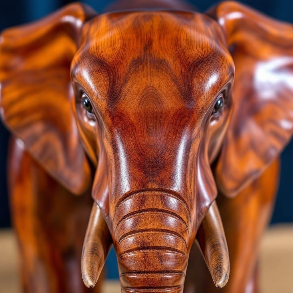 Mahogany Elephant Sculpture with Polished Finish