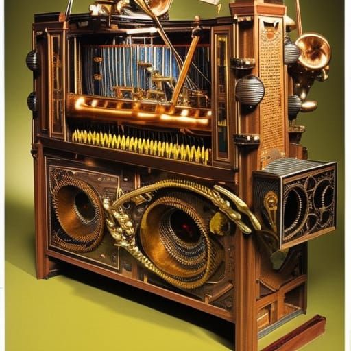 The Melodophone, a bizarre musical instrument that appears to have been designed together by W Heath Robinson a...