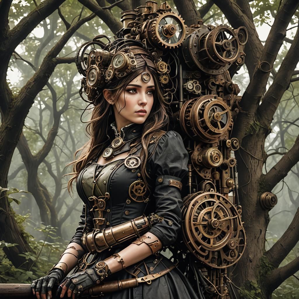 Steampunk Love Engine Rooted Like a Tree