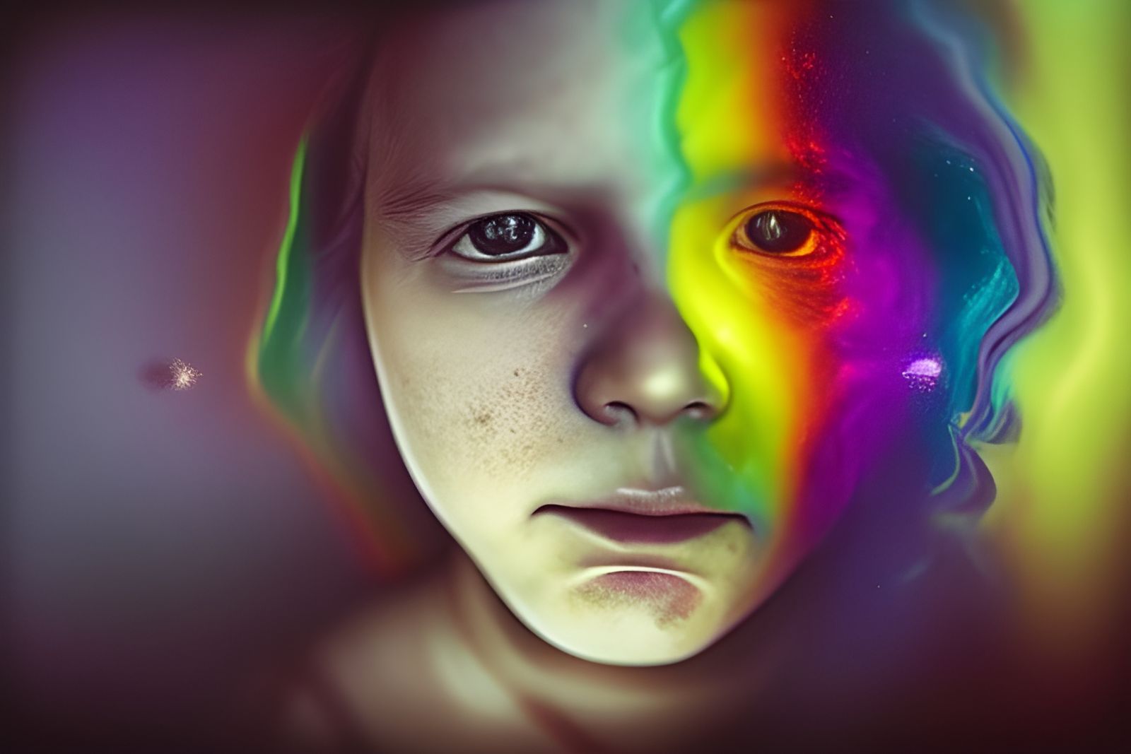 Rainbow Sparks Portrait in High Definition