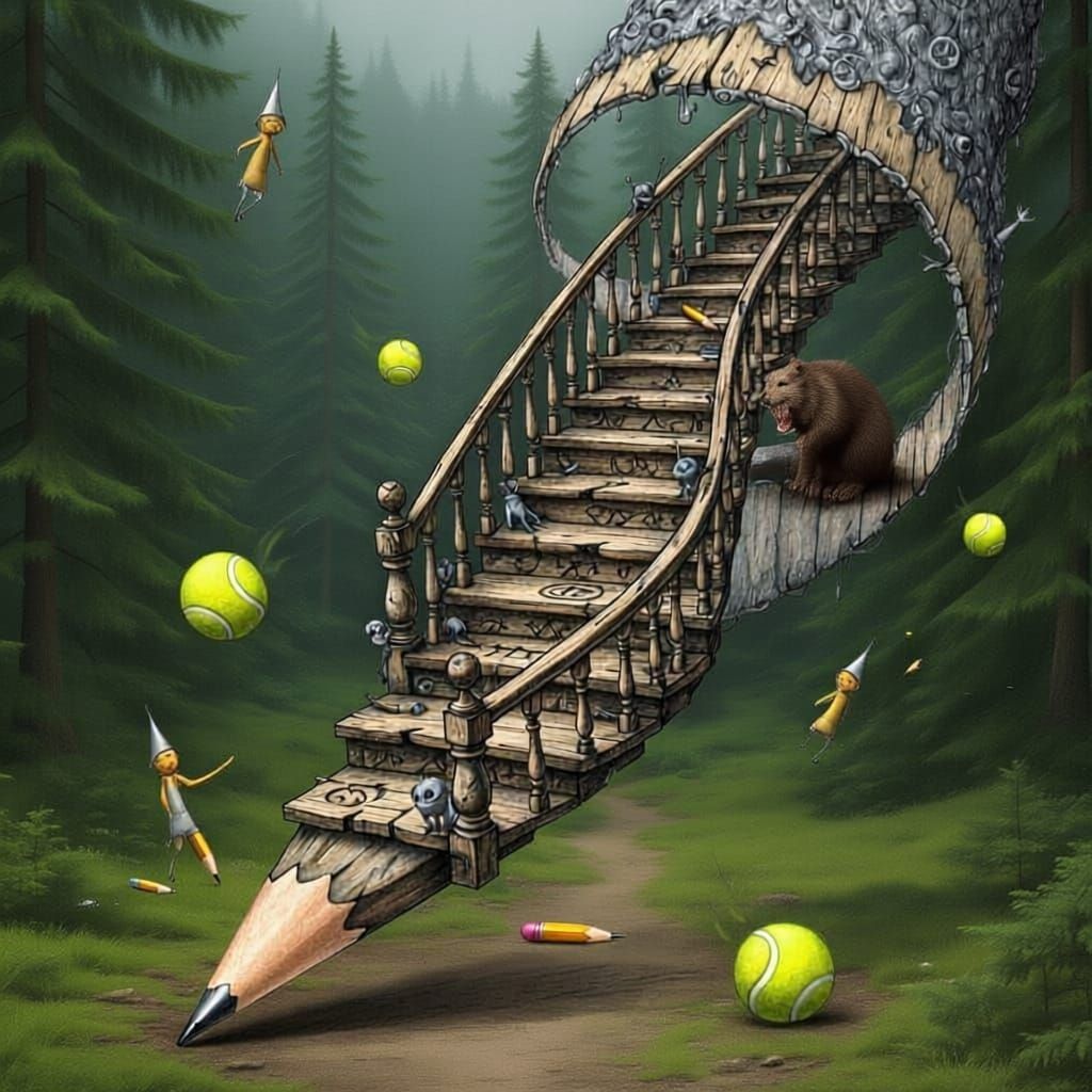 Giant Pencil Creates Whimsical Staircase of Graphite