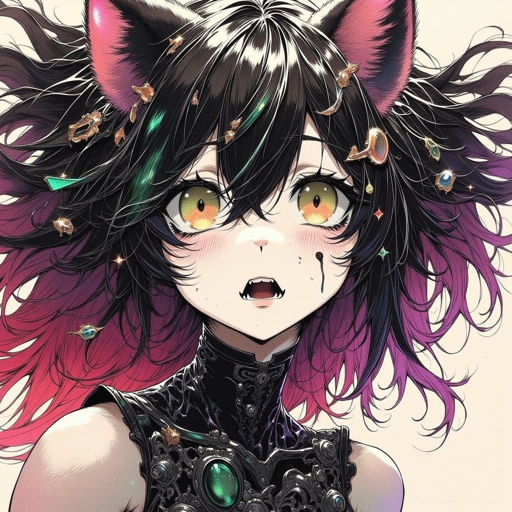 80s Anime Yandere Warrior in Dark Sci-Fi