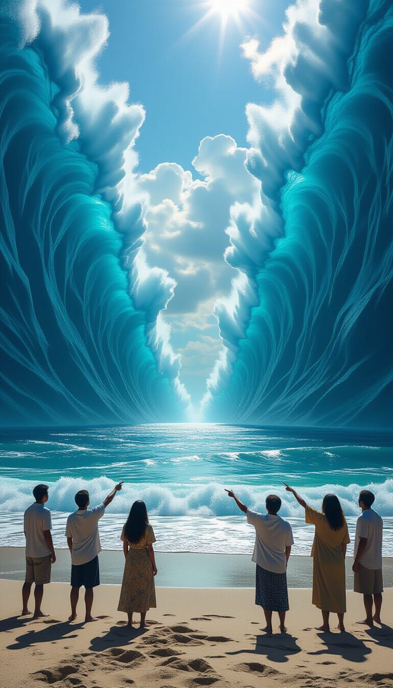 Ocean Splits Revealing Seabed, Villagers Witness Divine Inte...