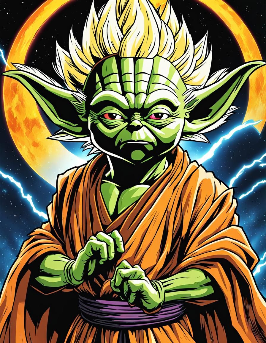 Yoda as a super saiyan,