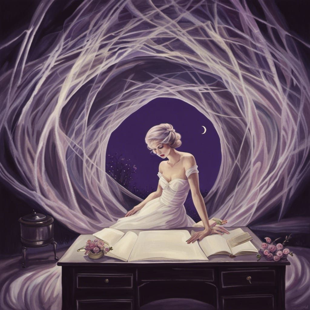 Surreal Lavender Haze Bride in 1950s Style