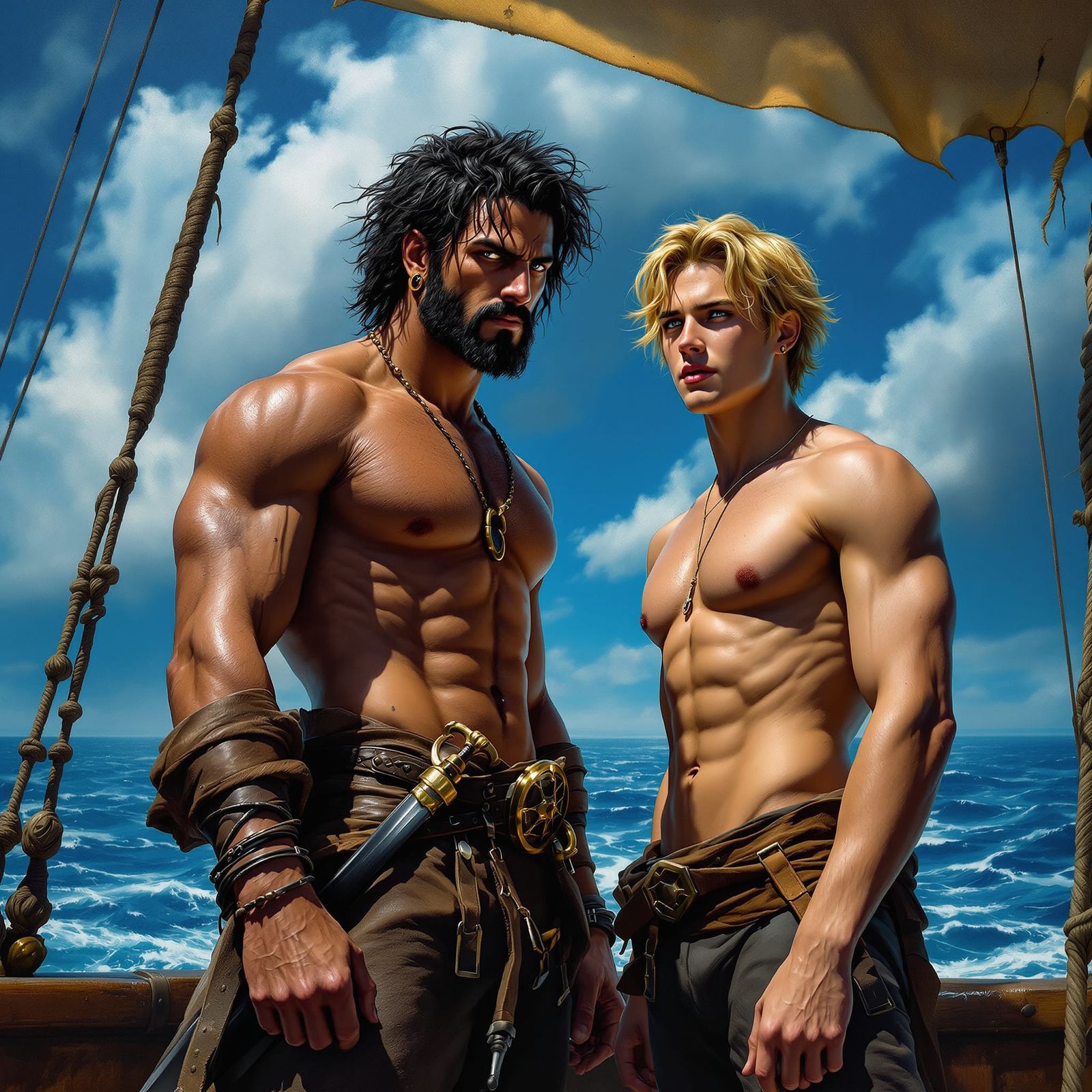 Rugged Pirate Captain and First Mate Sailing