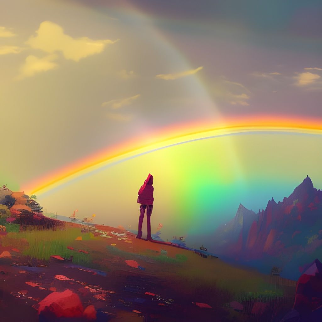 Epic Rainbow Landscape Illustration