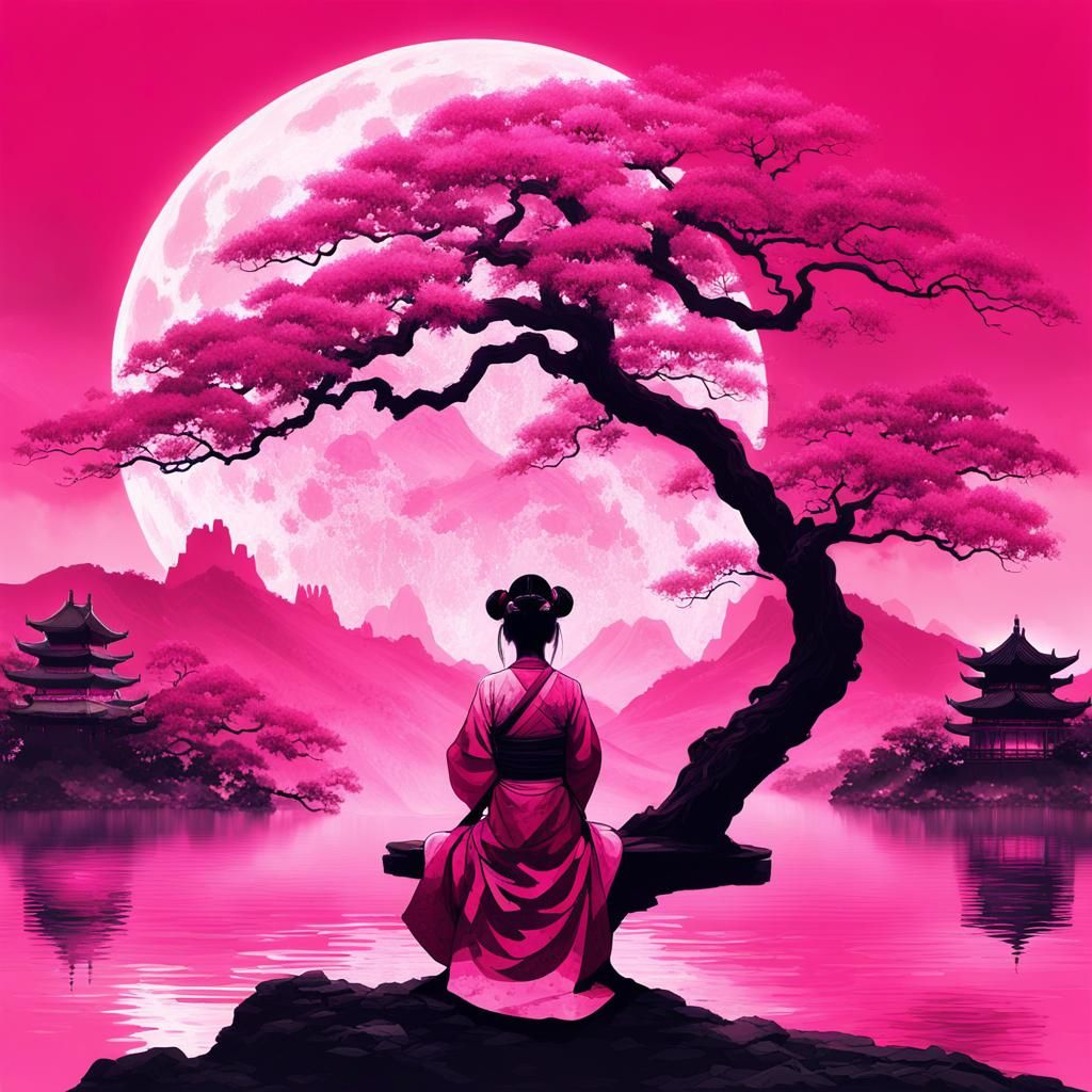 Monochromatic Art ( pink geisha )