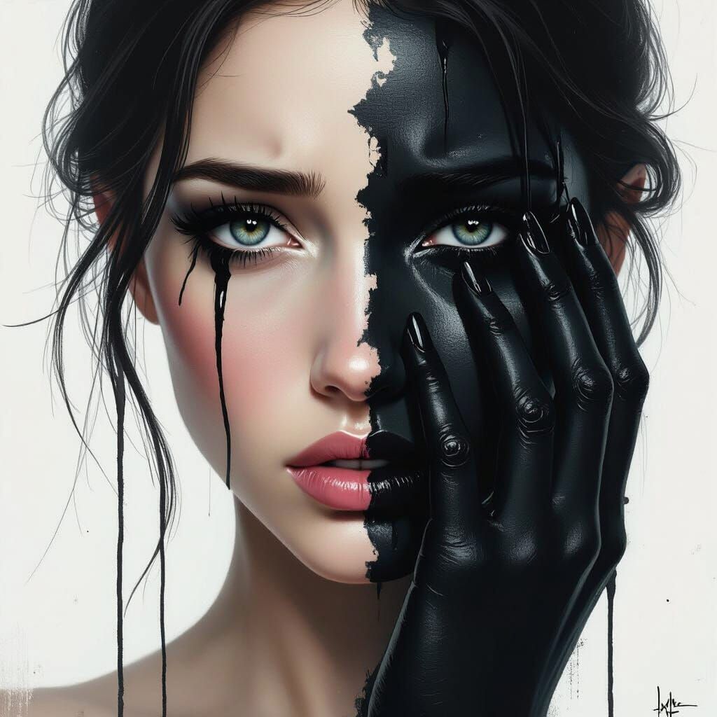 Soulful Gaze: Woman's Face in Hyperrealistic Style