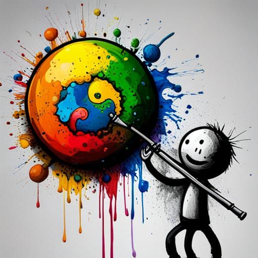 Kokopelli Figures Play Happy Birthday in Graffiti Art