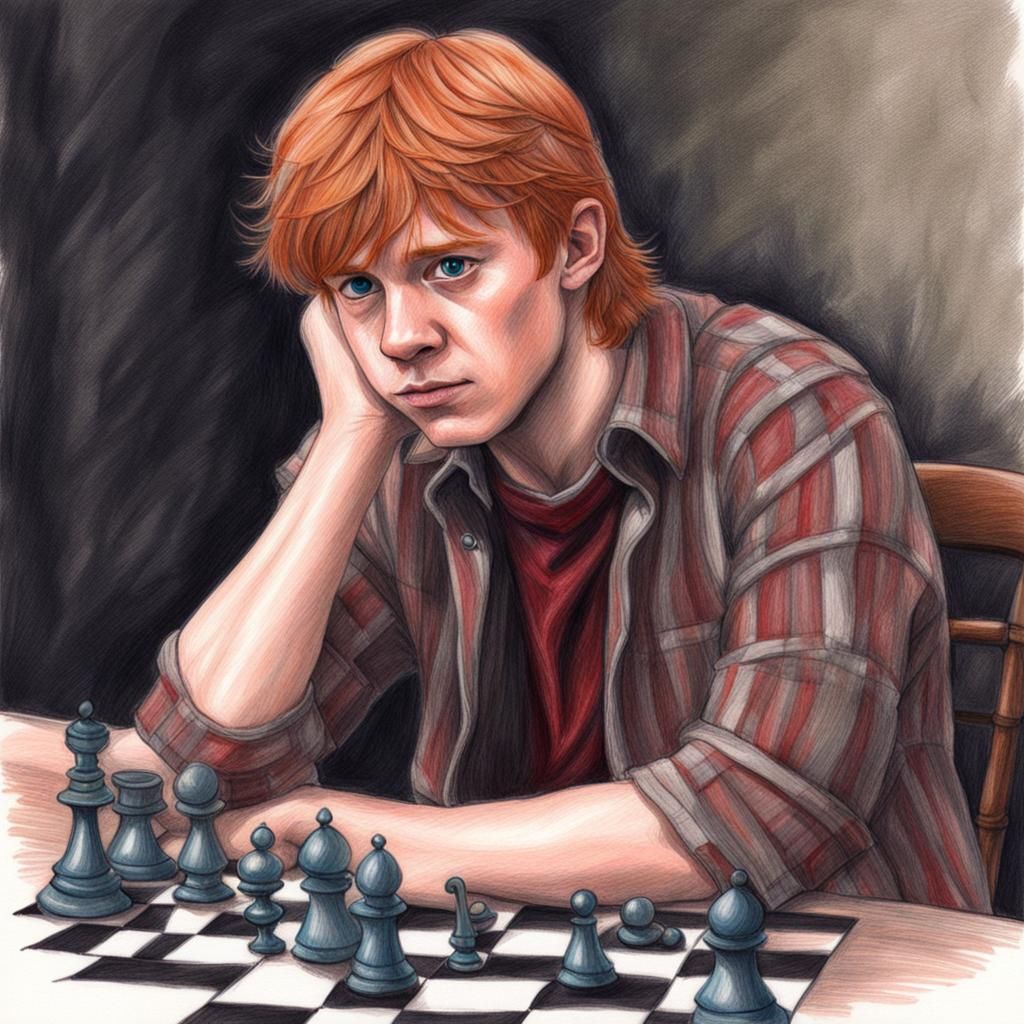Chess Game in Colored Pencil Style