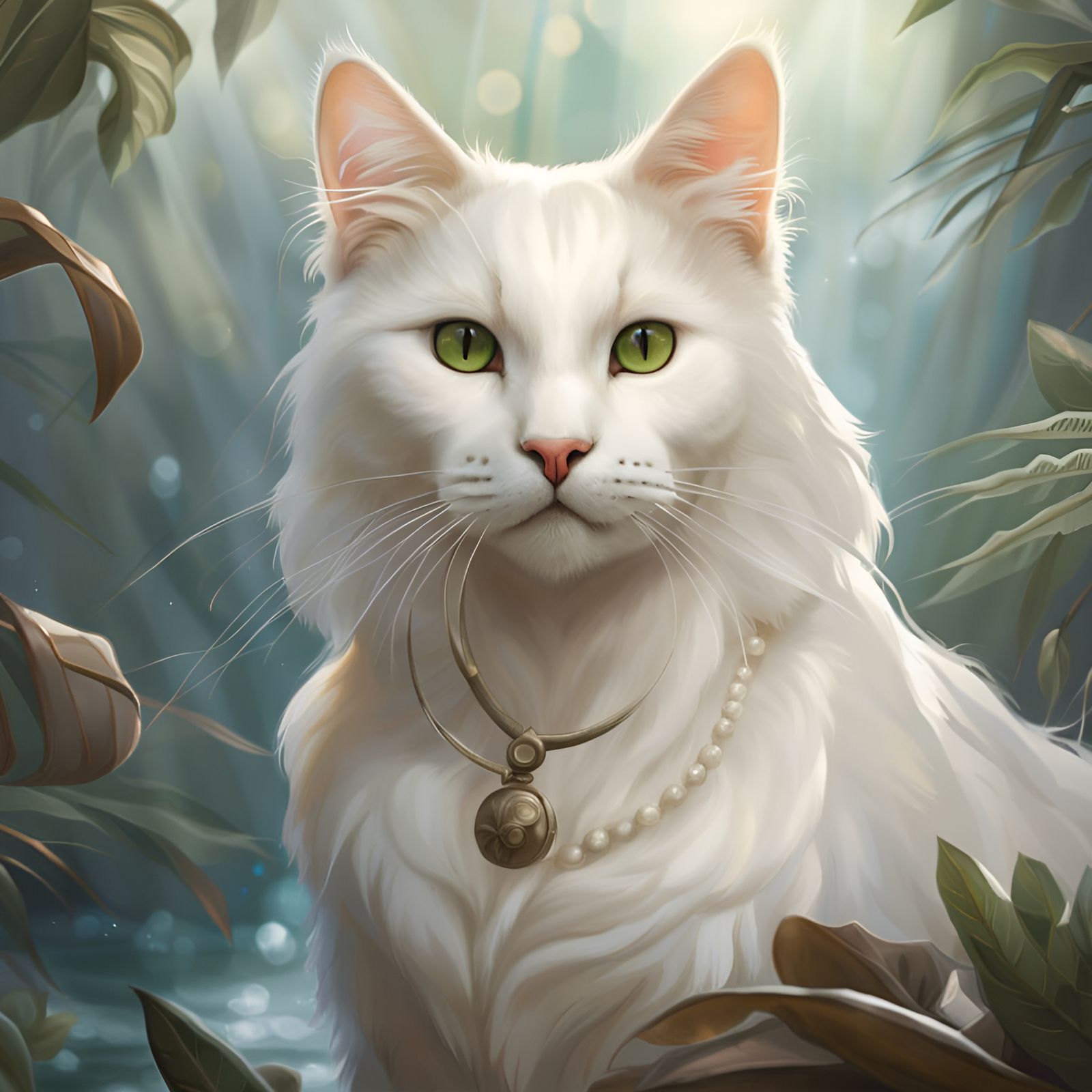 Realistic White Cat Dinosaur Close-Up