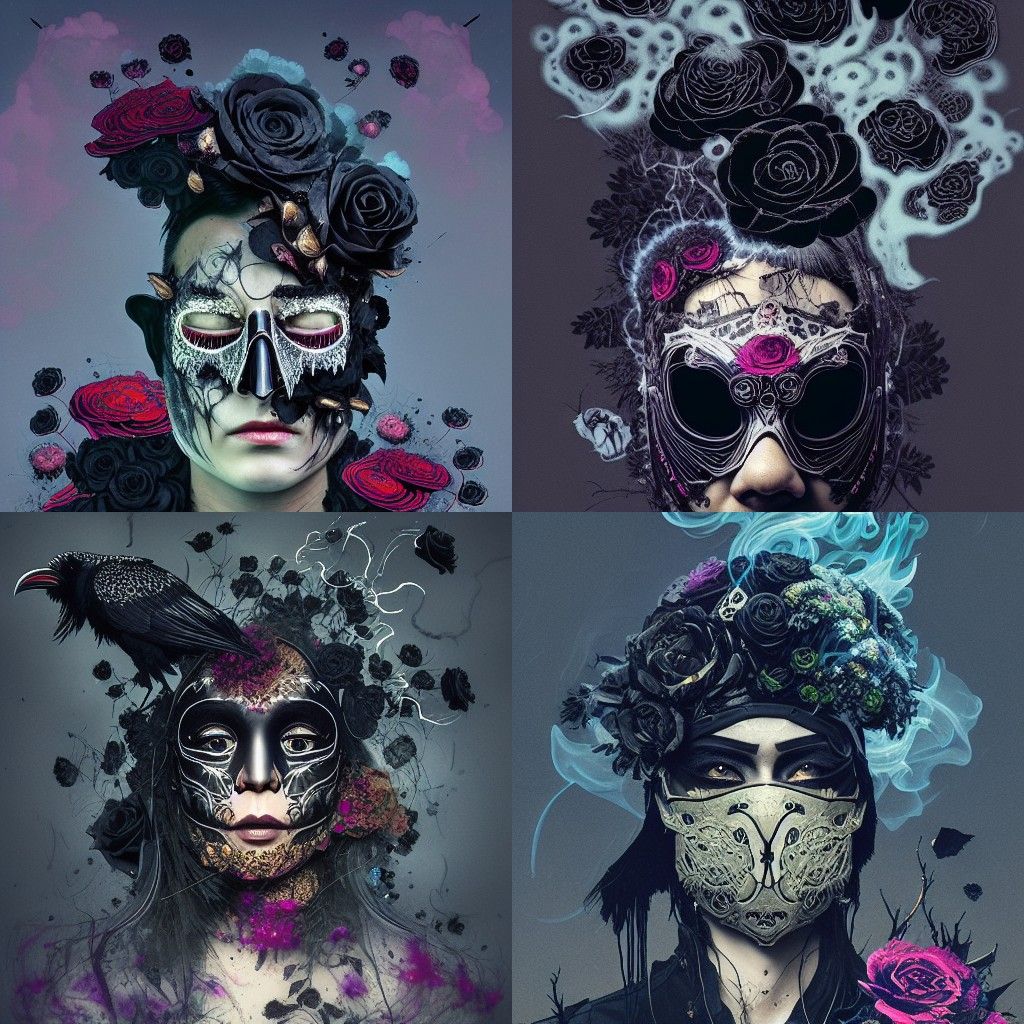 Raven Mask with Roses: Matte Photography Masterpiece