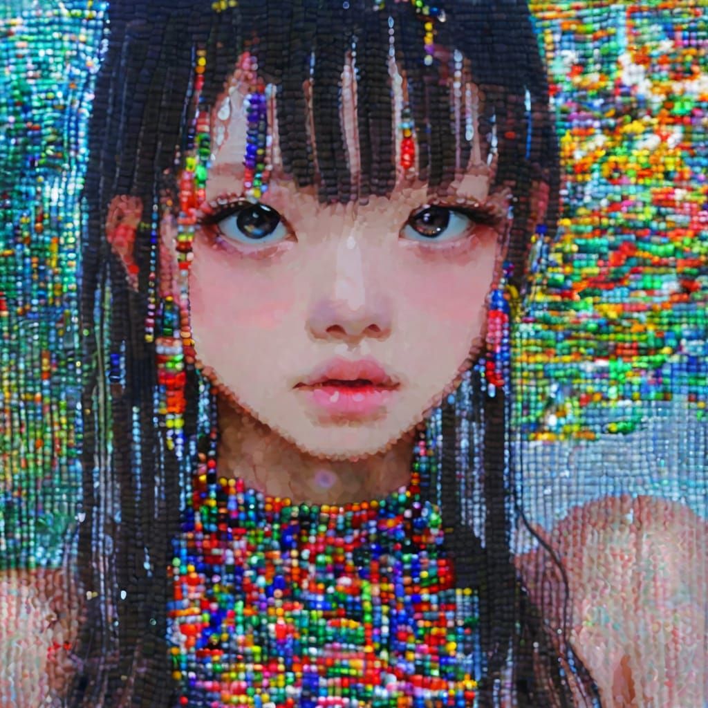 Digital Impressionism Portrait with Anime Jelly Eyes