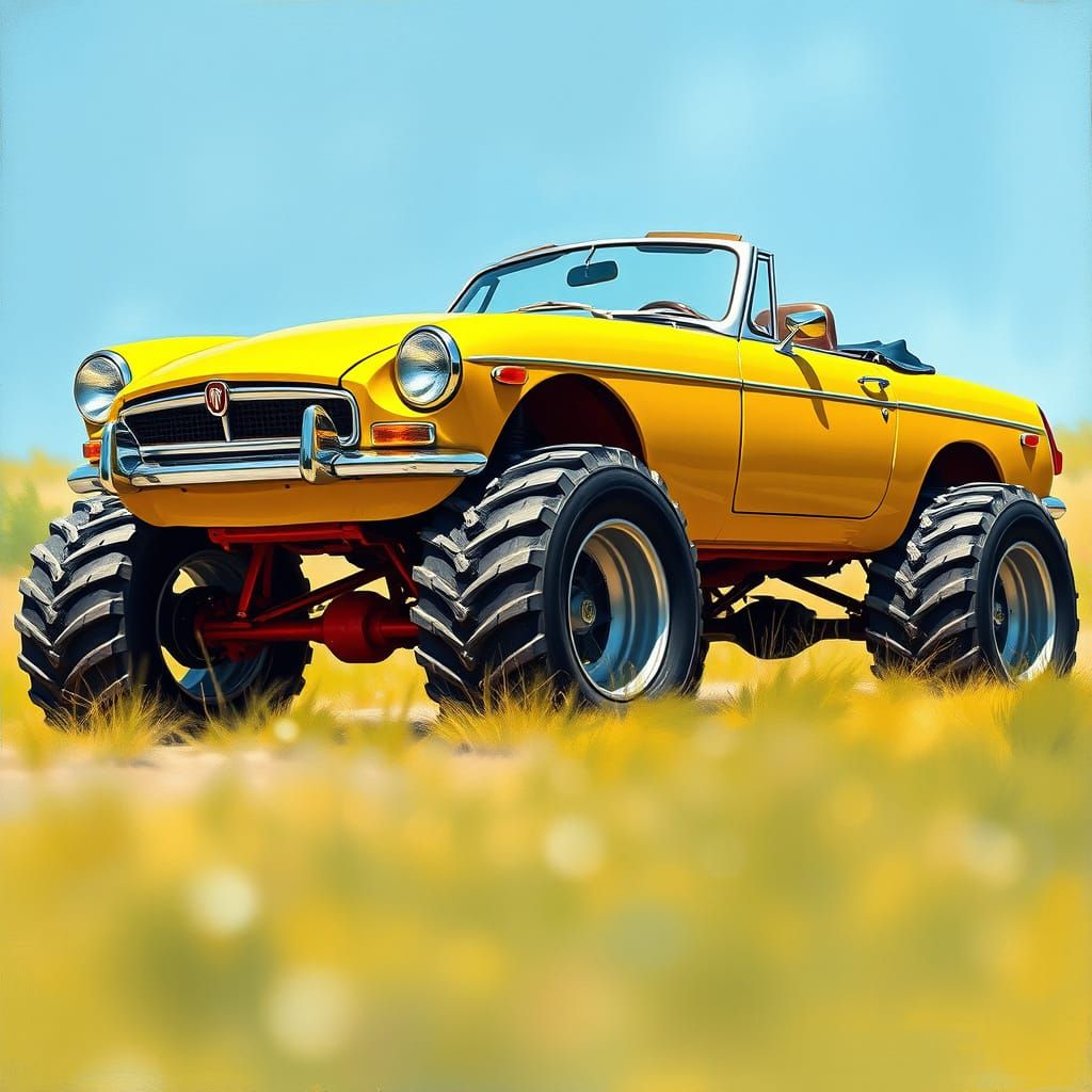 Vibrant Yellow Roadster in Fantastical Bokeh