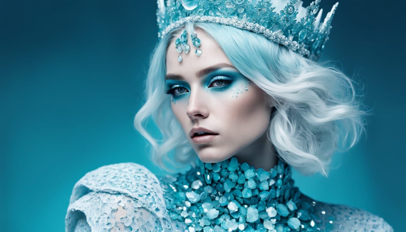 Fantasy Model with Turquoise Crystal Crown, Comic Book Art