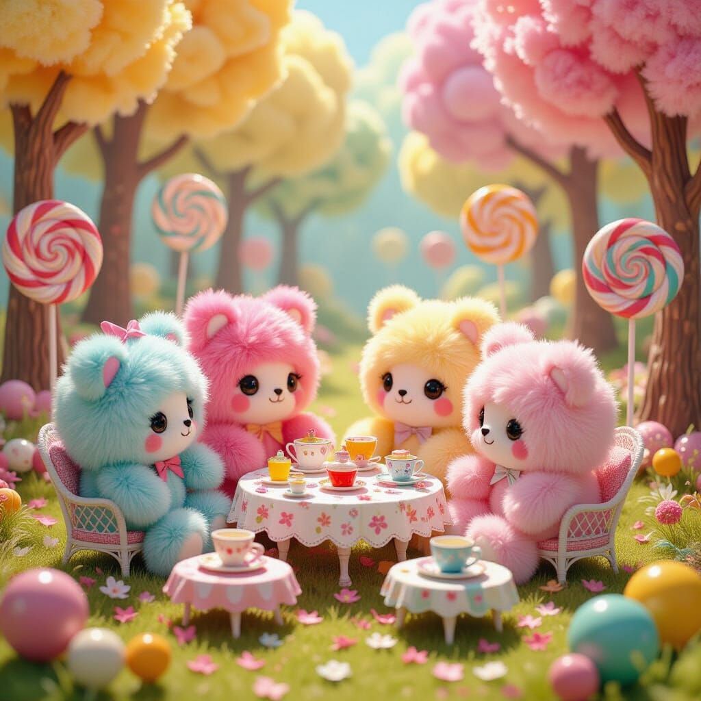 Pom-Pom Tea Party in a Candy-Colored Forest