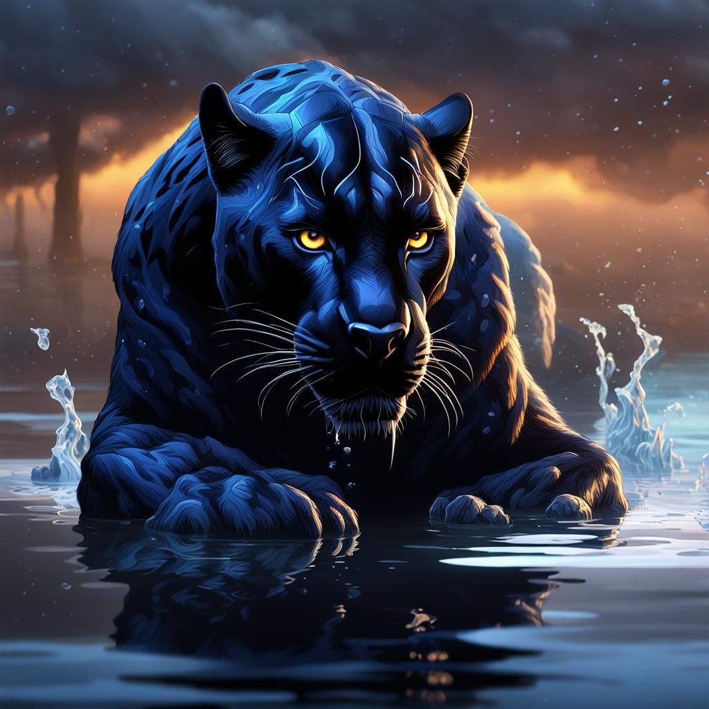 Black Panther at Twilight: Dark Fantasy Concept Art