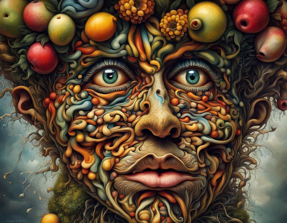 Optical Illusion in Style of Arcimboldo Graffiti Art