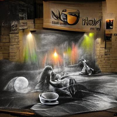 Night Cafe: Beautiful Charcoal and Chalk Art
