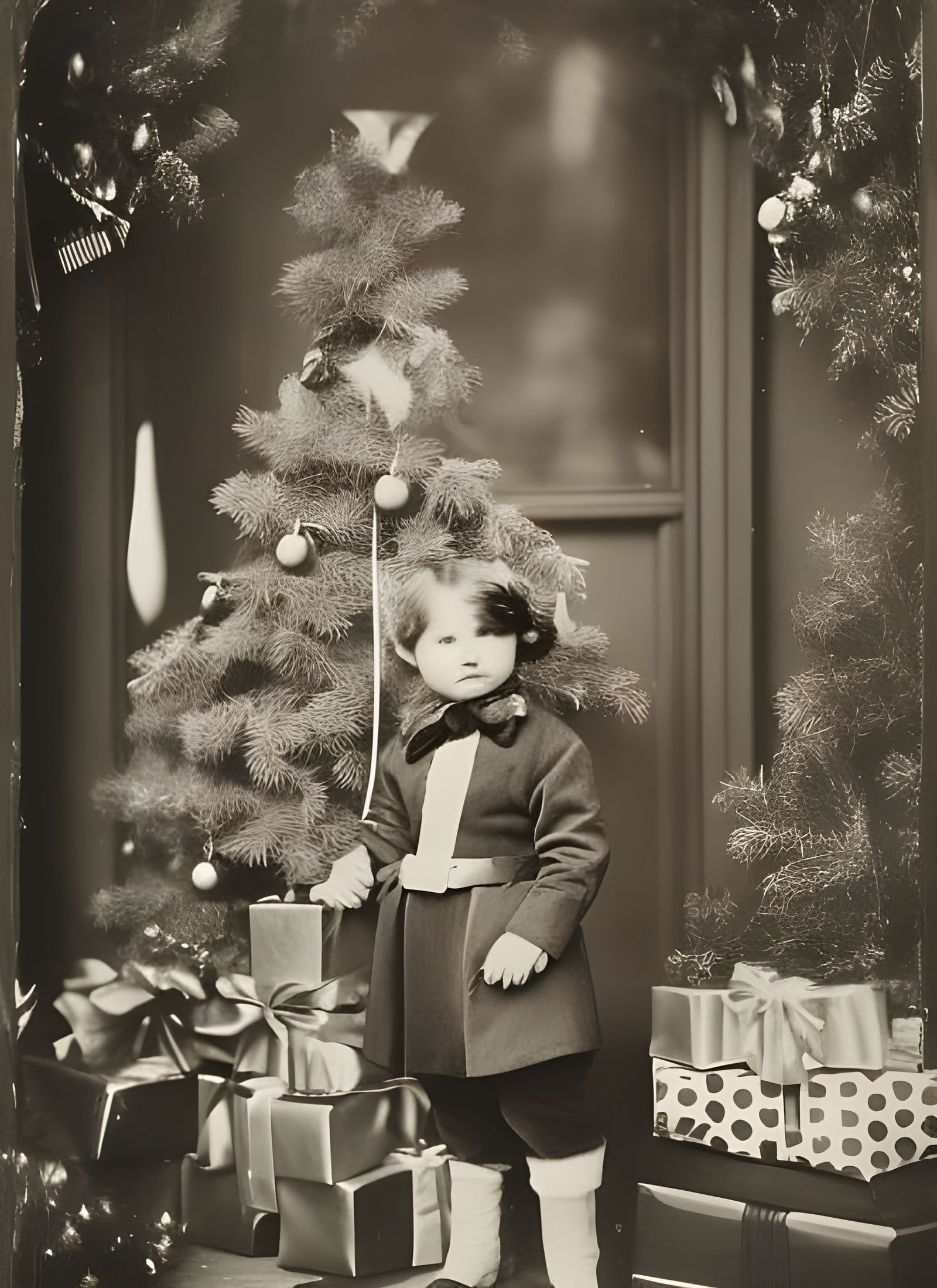 Kitten as Santa in Sepia-Toned 1850s Photo