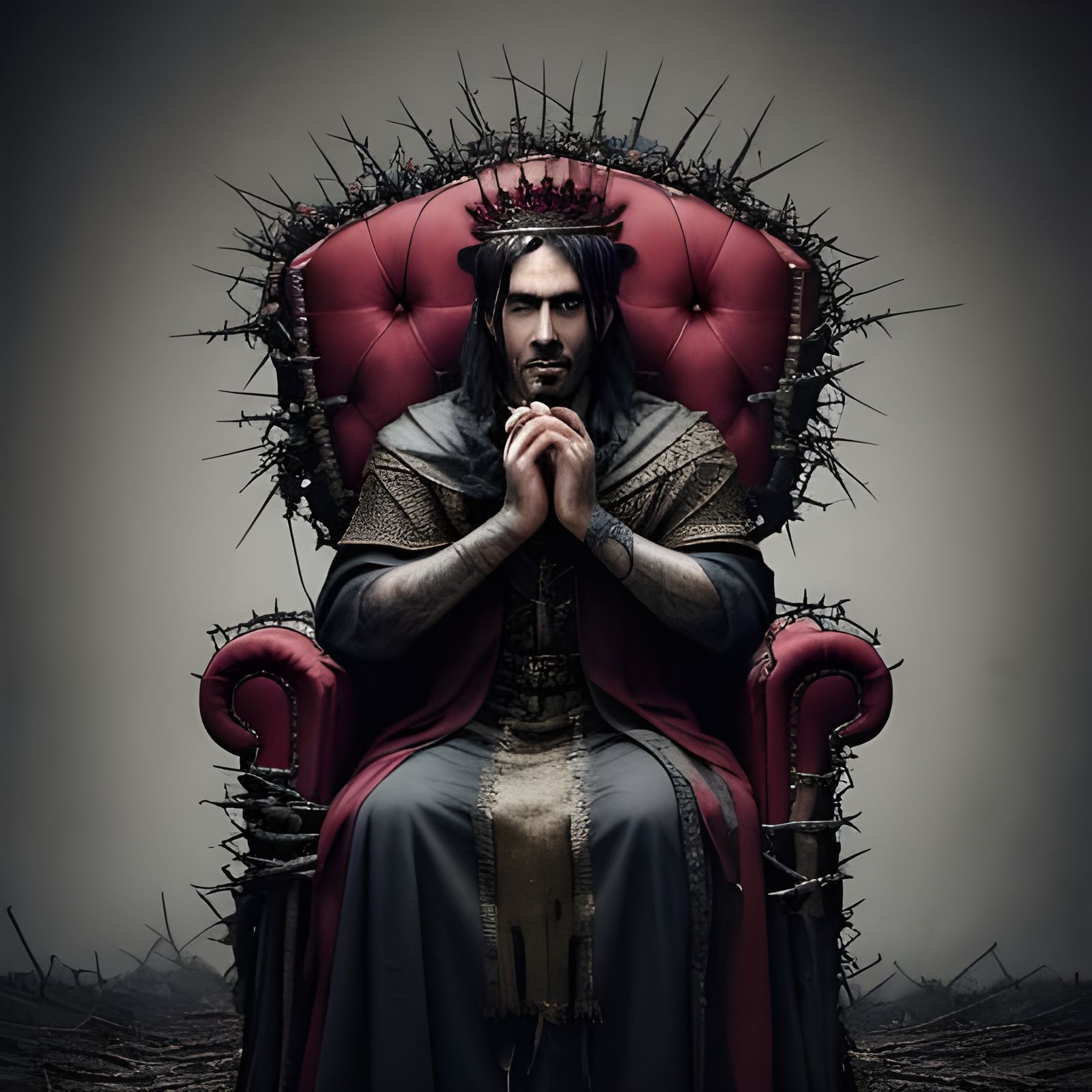 I wear this crown of thorns
Upon my liar's chair
Full of broken thoughts
I cannot repair
Beneath the stains of time
The ...