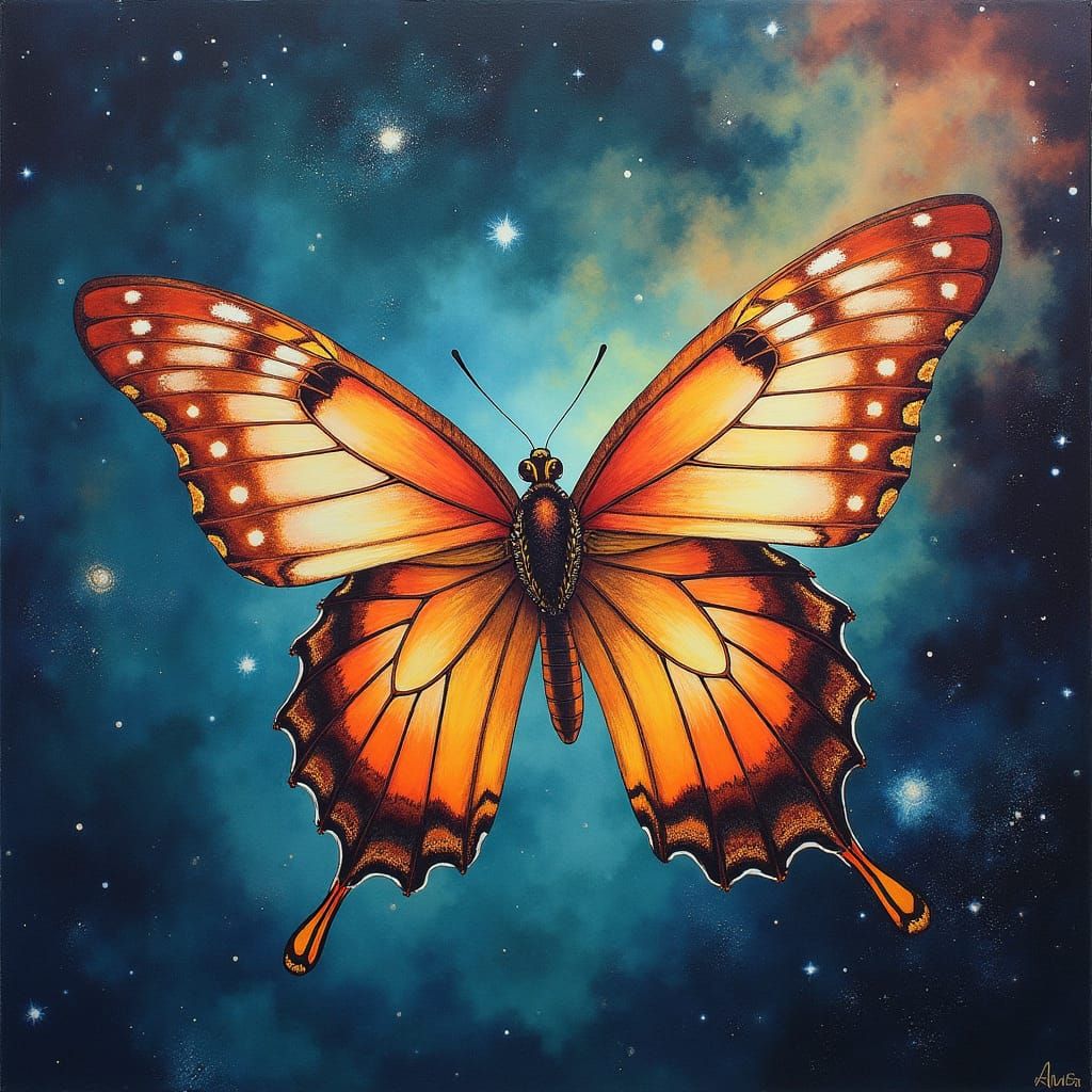 Cosmic Butterfly Soaring Through Galaxies: Abstract Art
