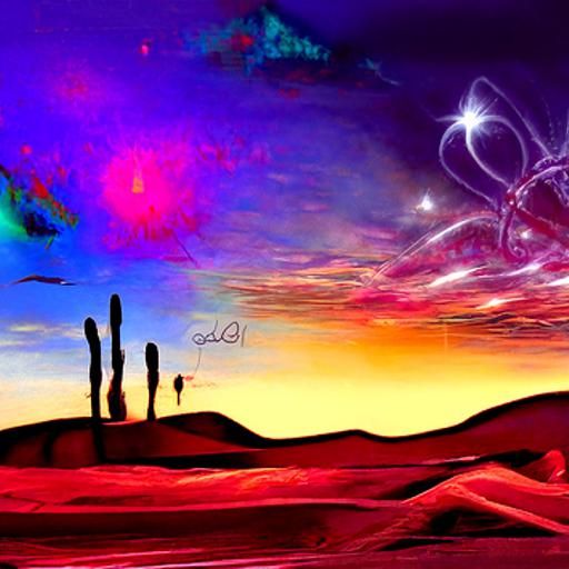 Desert Sunset: Holographic Astral Cosmic Illustration