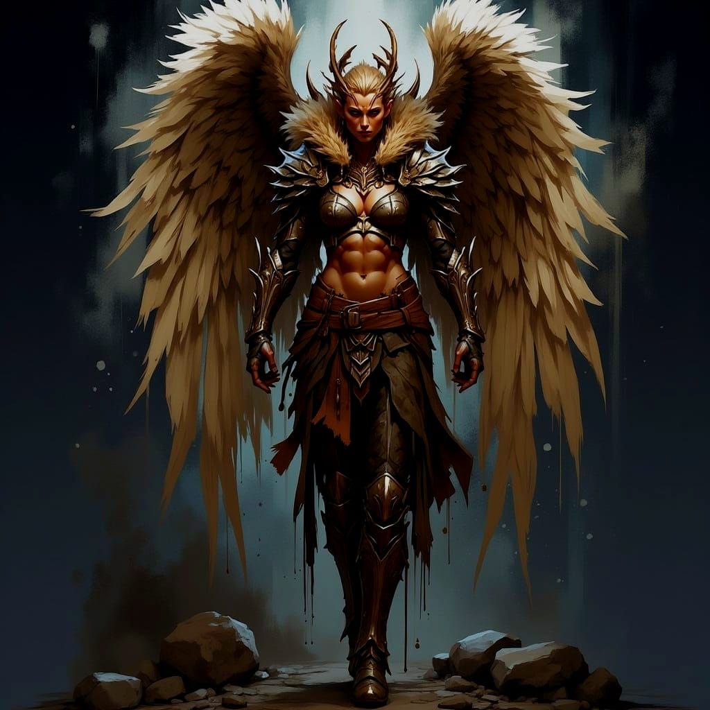 Warrior Angel in Dark Fantasy Style