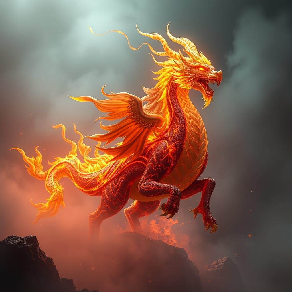 Goldorak Riding Ifrit: Anime-Inspired Fantasy Art