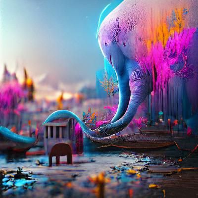 Fantastical Elephant in Detailed Matte Painting