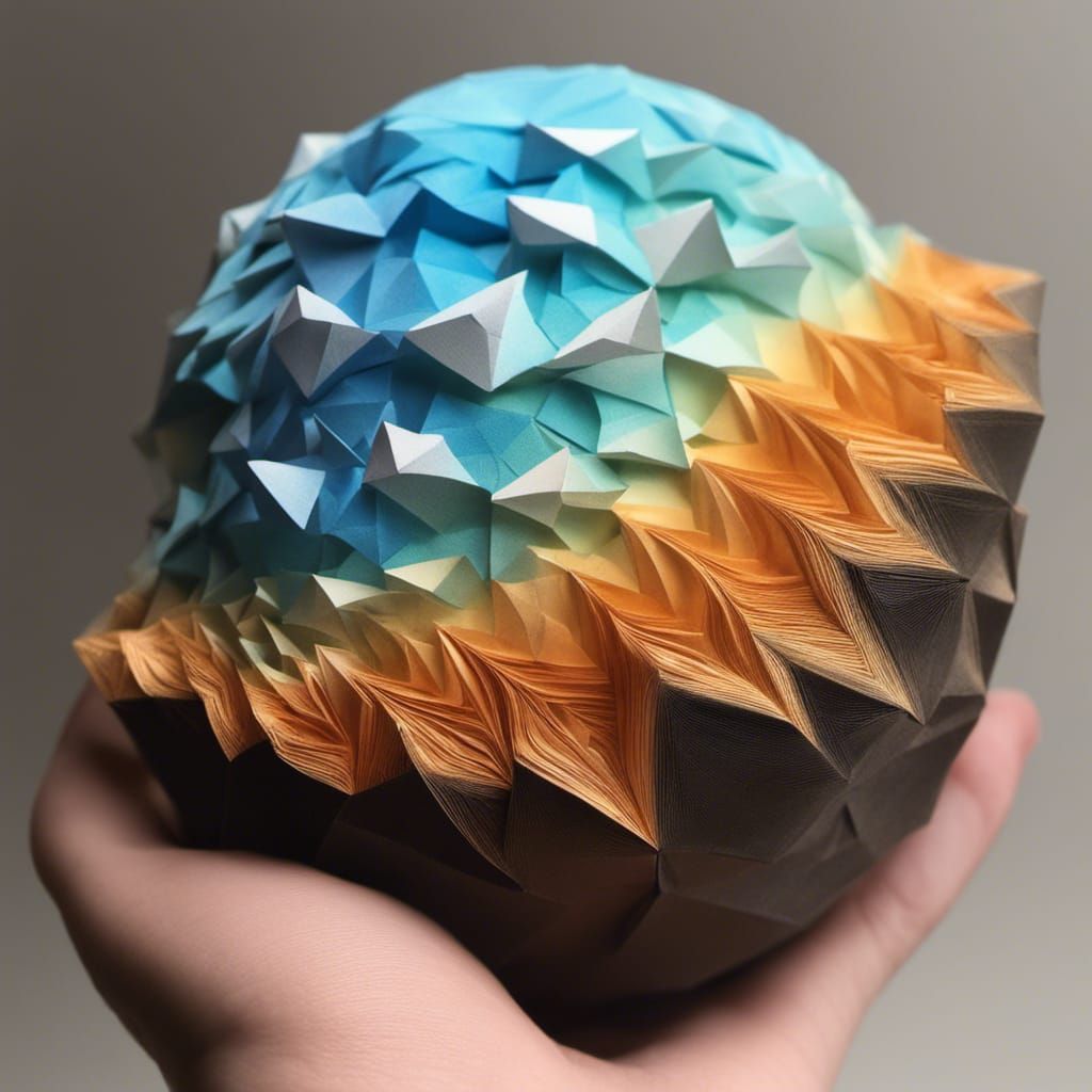 Holographic Origami Earth: Ultra-Detailed Paper Art