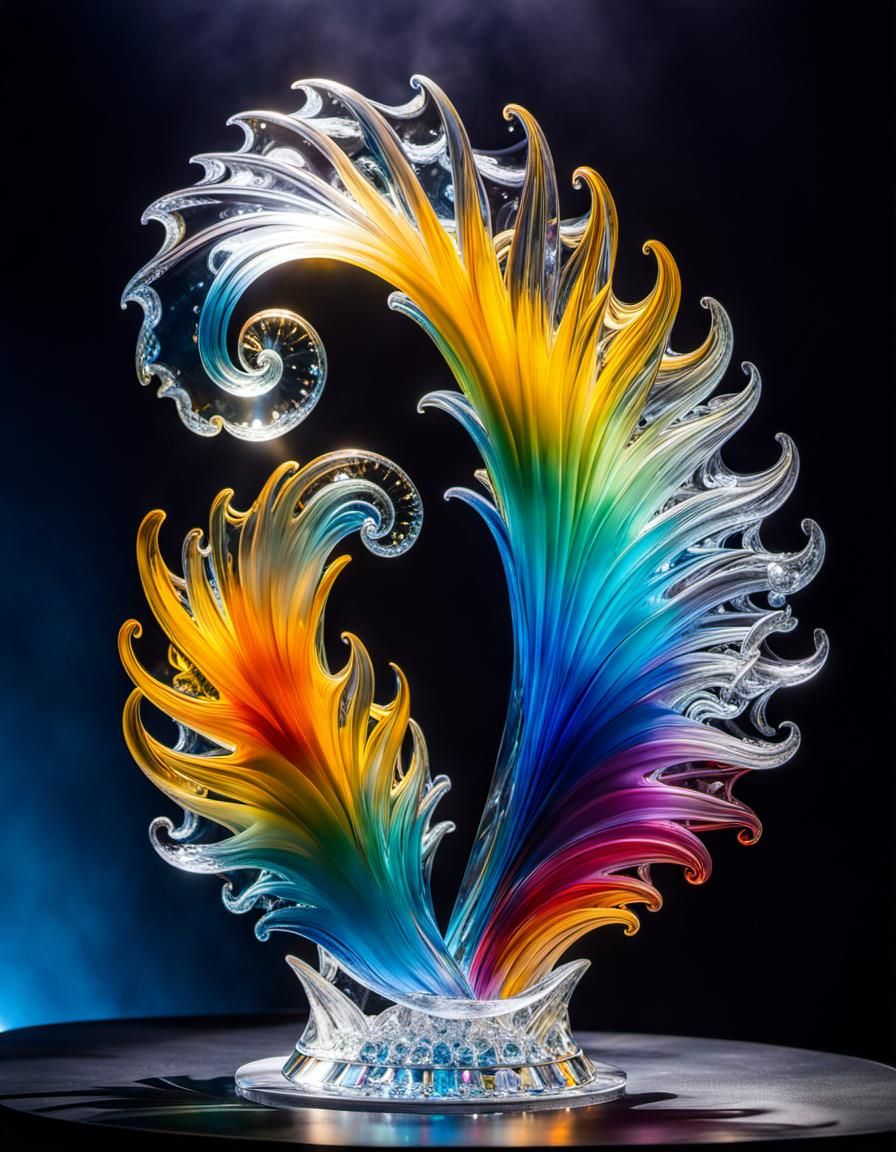 Colorful Ice Sculpture with Sparkling Crystals