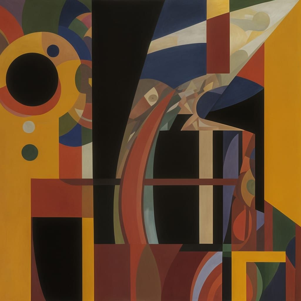 Geometric Abstract Painting with Parallax Depth