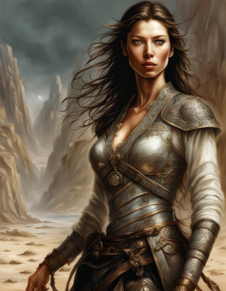 Portrait of a Young Woman in Digital Painting Style