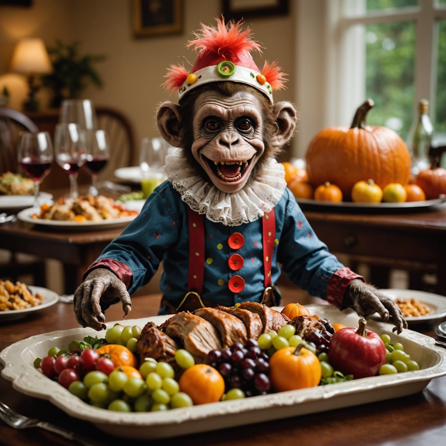 Zombie Monkey Clown Thanksgiving Dinner Photography
