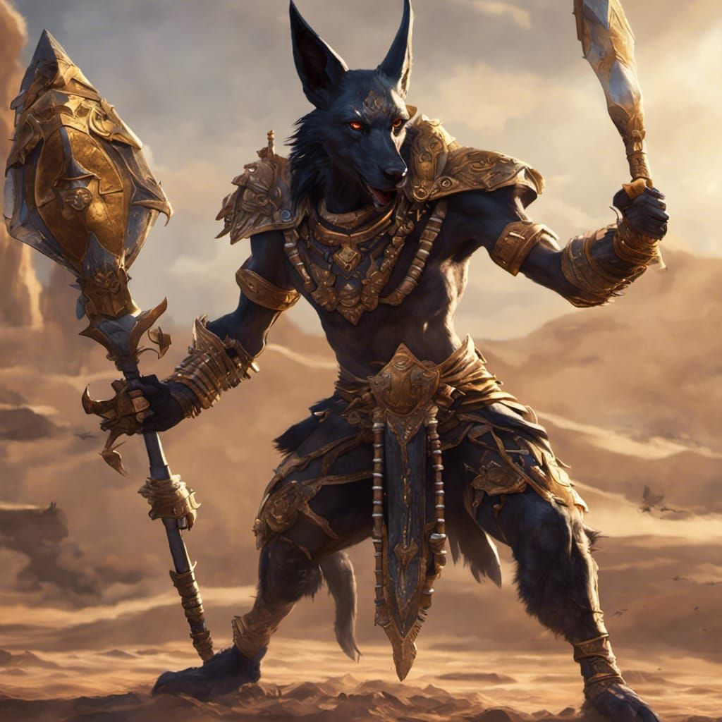 Anubis Jackal Warrior in Dark Fantasy Style