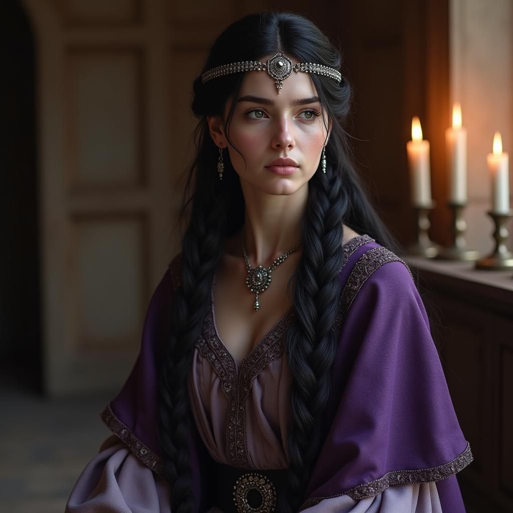 Lithuanian Woman Reading Scroll by Candlelight