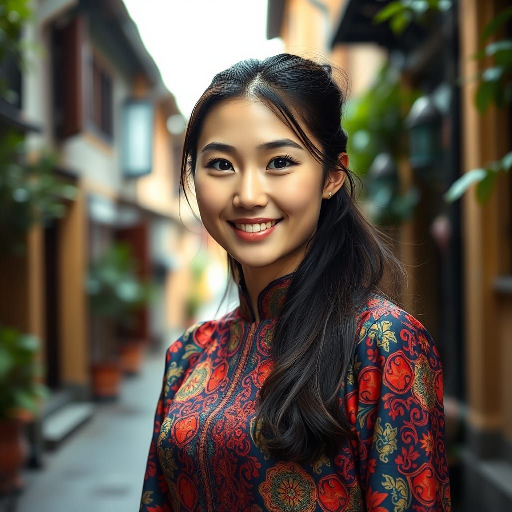 A beautiful young Sundanese-Chinese woman at local housing a...