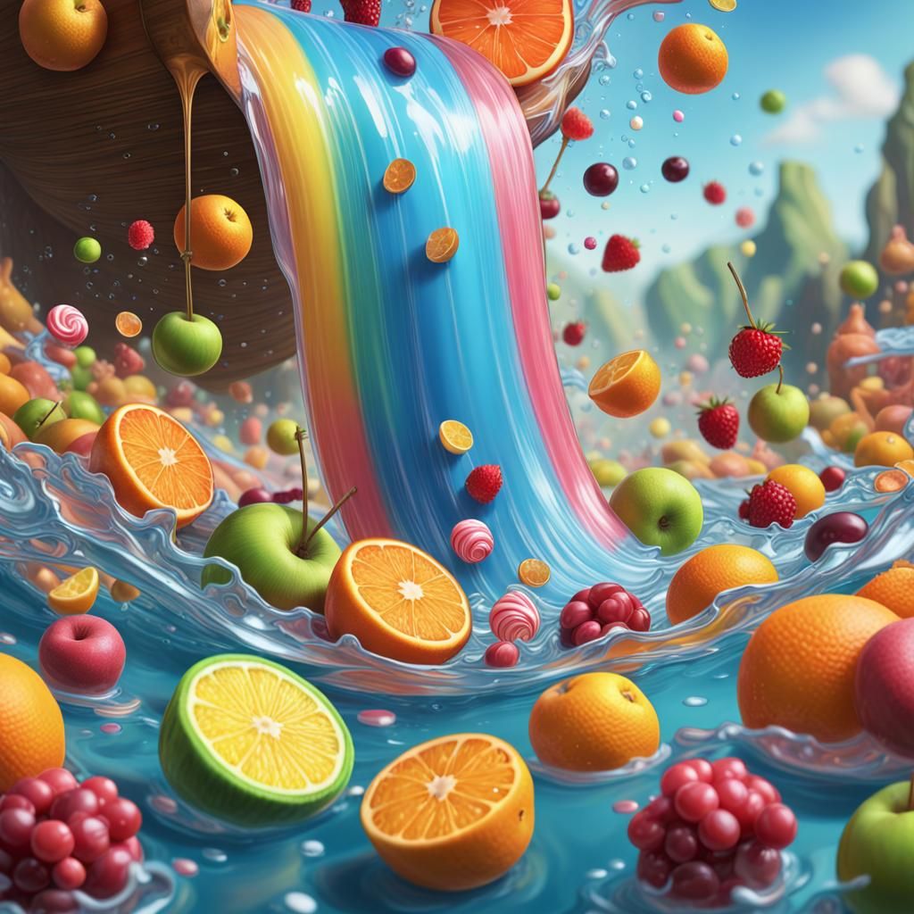 Juice Falls in Candy Art Style Water