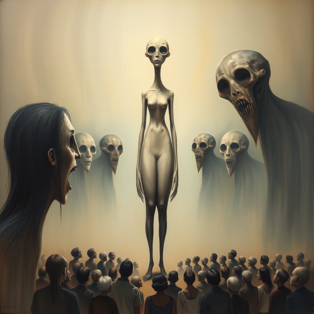 Surreal Soprano Performance in Whimsical Oil Painting