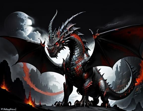 Fiery Dragon in Dynamic Fantasy Art Style