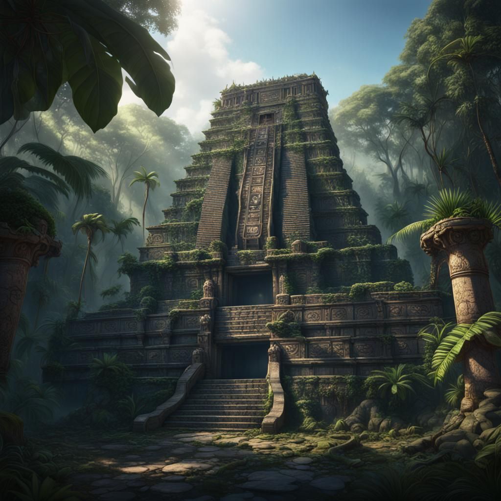 Mayan Temple in Jungle: Fantasy Concept Art