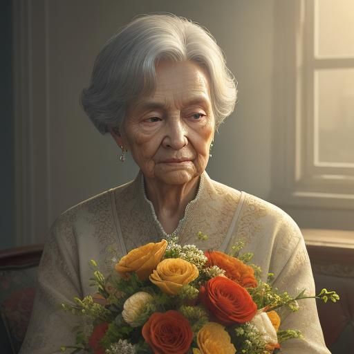 Young Man and AI Grandma: Digital Painting